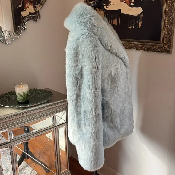 Couture Designer La Seine & Moi Faux Mink Fur Coat Jacket Blue XS S $405 - Picture 4 of 15